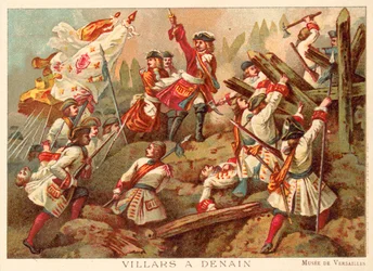 Marechal Villars na Batalha de Denain, França, 1712 (chromolitho)